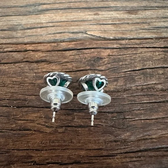 BRIGHTON 💚 Emerald Green Swarvorski Crystal Earrings - Picture 3 of 4